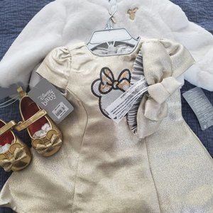 Disney Gold dress, shoes and jacket
